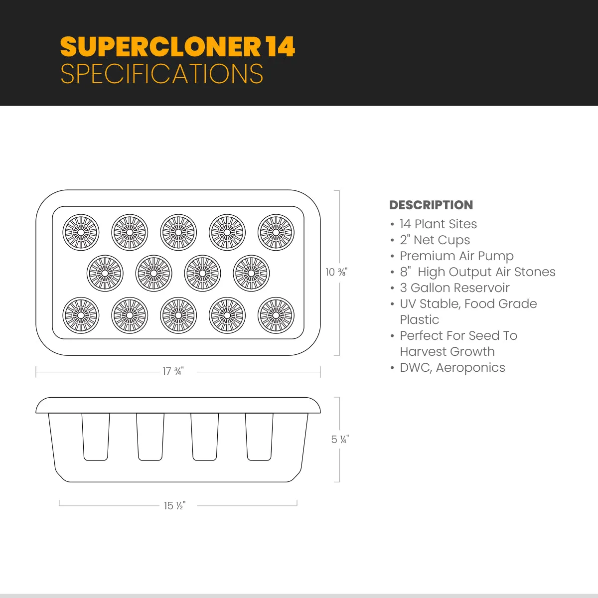 Hydroponic Cloner System - 14 Site