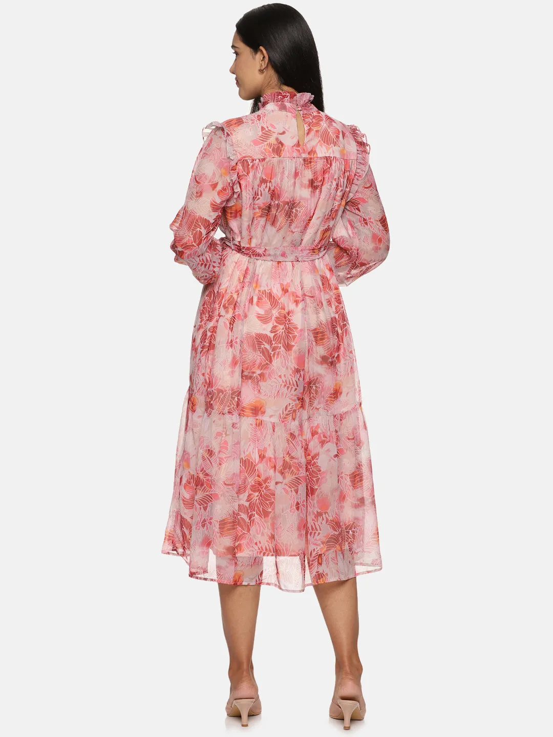 IS.U Red Floral Tiered Midaxi Dress