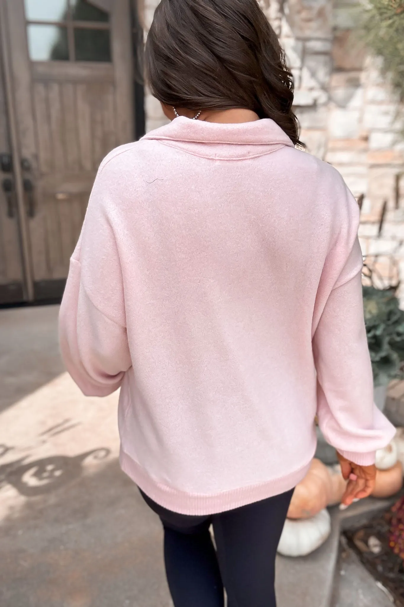 Just Remember Dusty Pink Collared Brush Knit Top