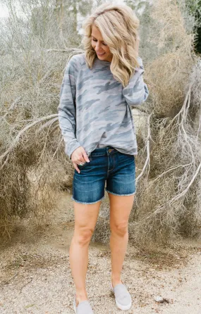 Lace-up Back Camo Sweatshirt