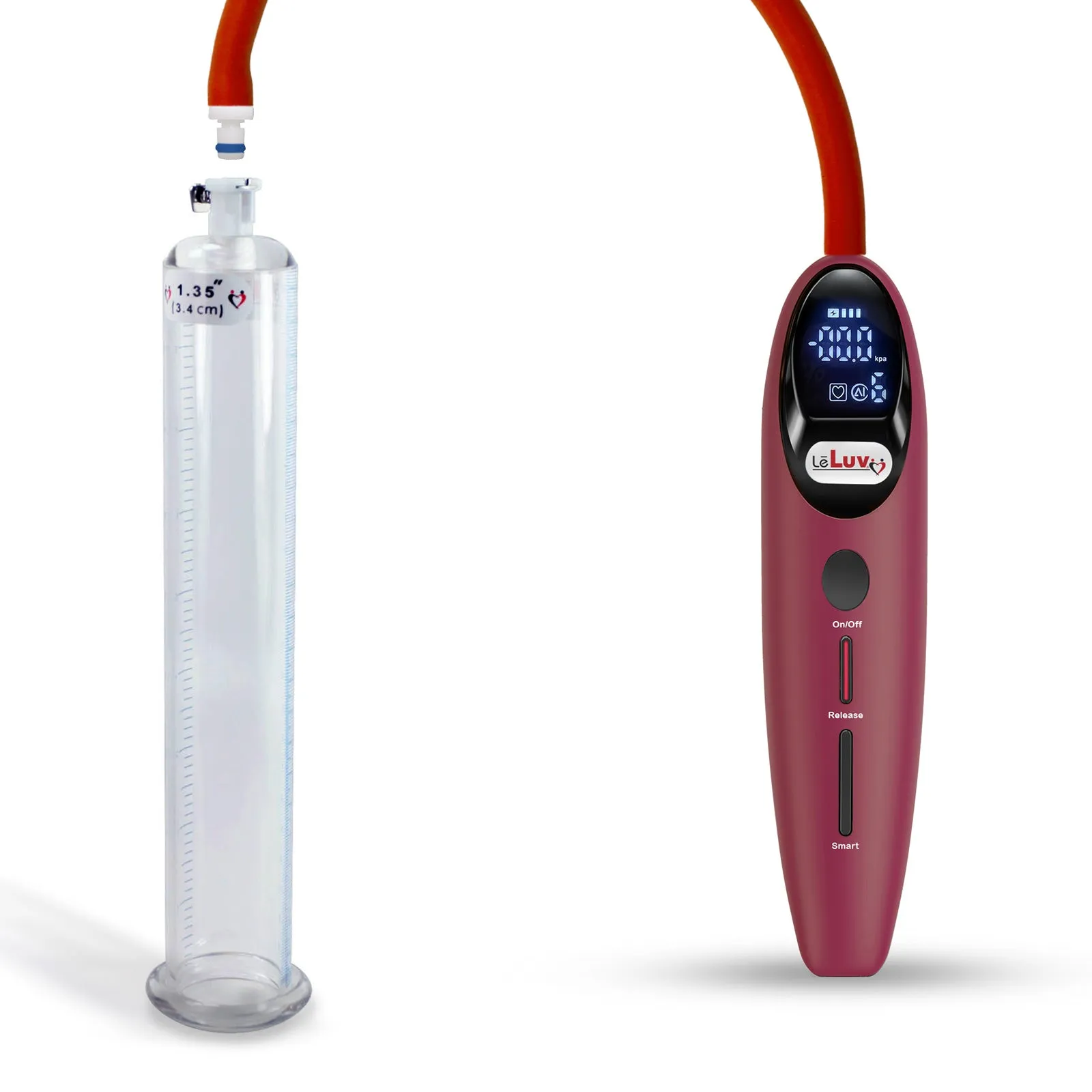 LeLuv Magna Smart LCD Penis Pump | 9 or 12 Inch Length Cylinder | Round Flange