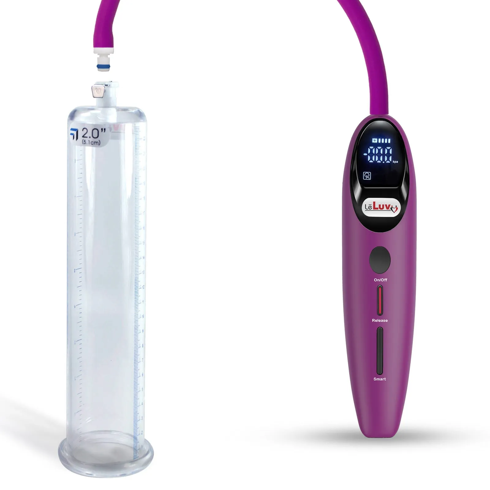 LeLuv Magna Smart LCD Penis Pump | 9 or 12 Inch Length Cylinder | Round Flange