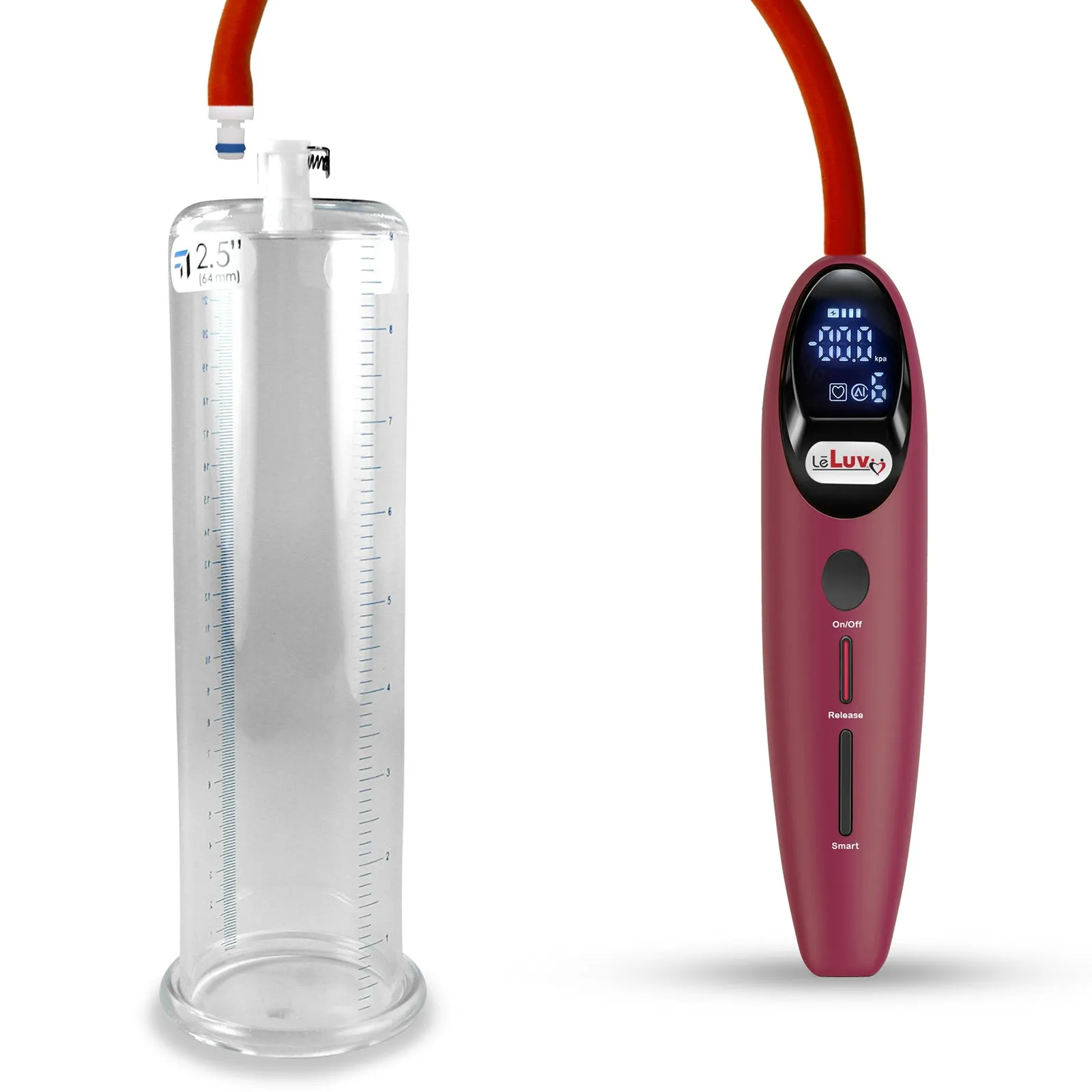 LeLuv Magna Smart LCD Penis Pump | 9 or 12 Inch Length Cylinder | Round Flange