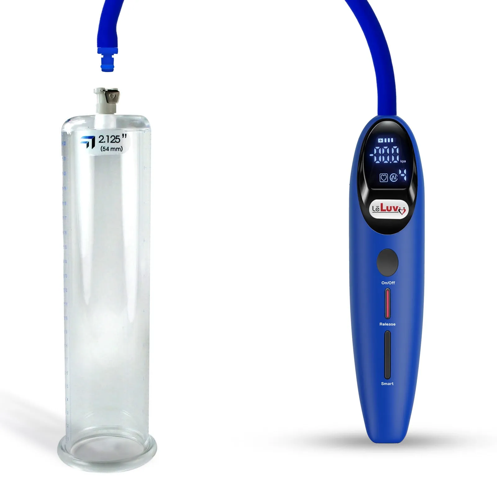 LeLuv Magna Smart LCD Penis Pump | 9 or 12 Inch Length Cylinder | Round Flange