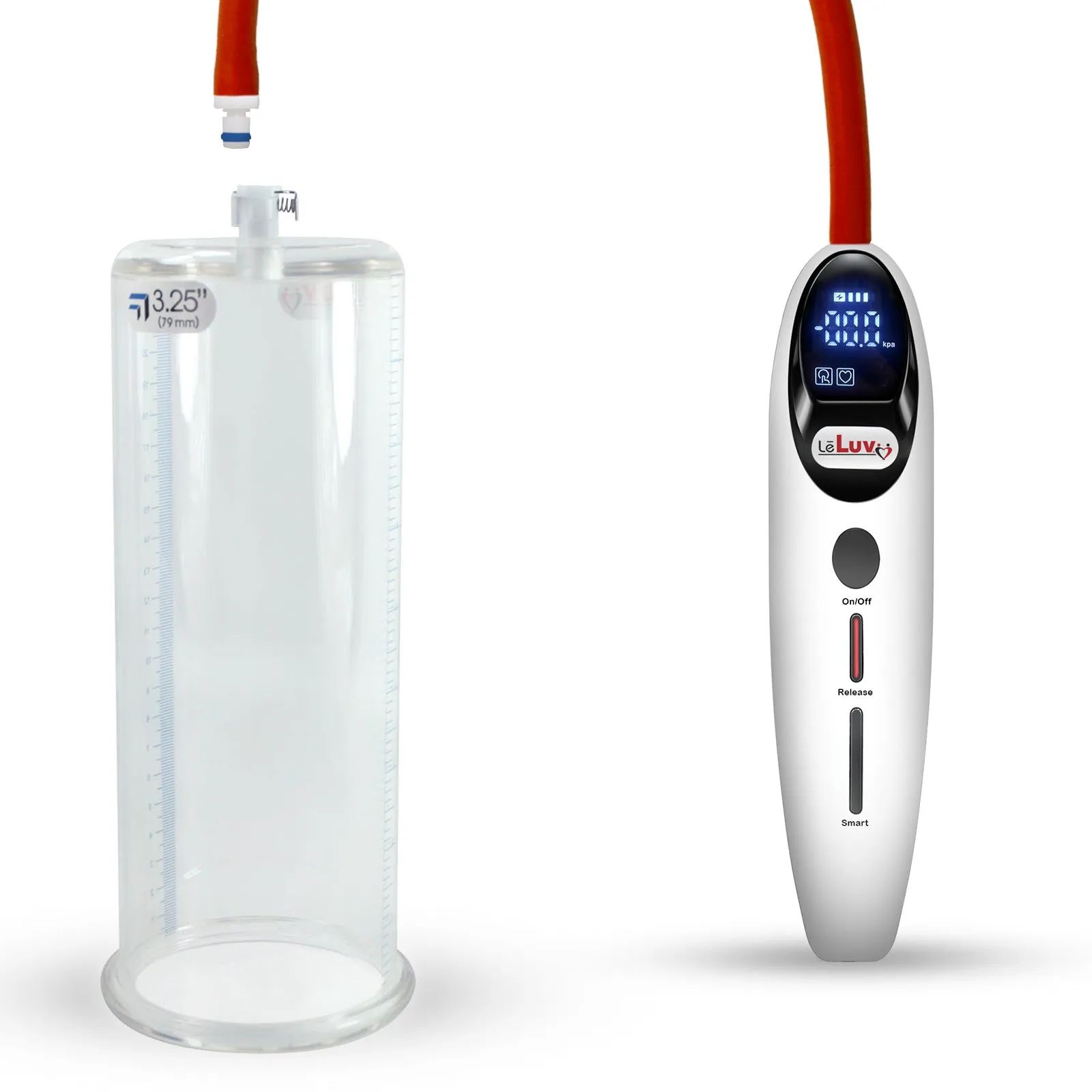 LeLuv Magna Smart LCD Penis Pump | 9 or 12 Inch Length Cylinder | Round Flange