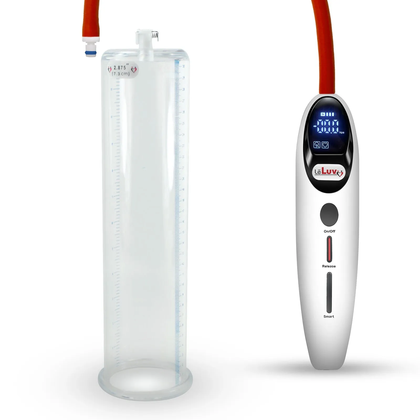 LeLuv Magna Smart LCD Penis Pump | 9 or 12 Inch Length Cylinder | Round Flange