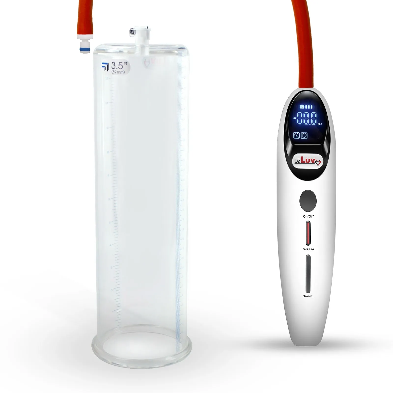 LeLuv Magna Smart LCD Penis Pump | 9 or 12 Inch Length Cylinder | Round Flange