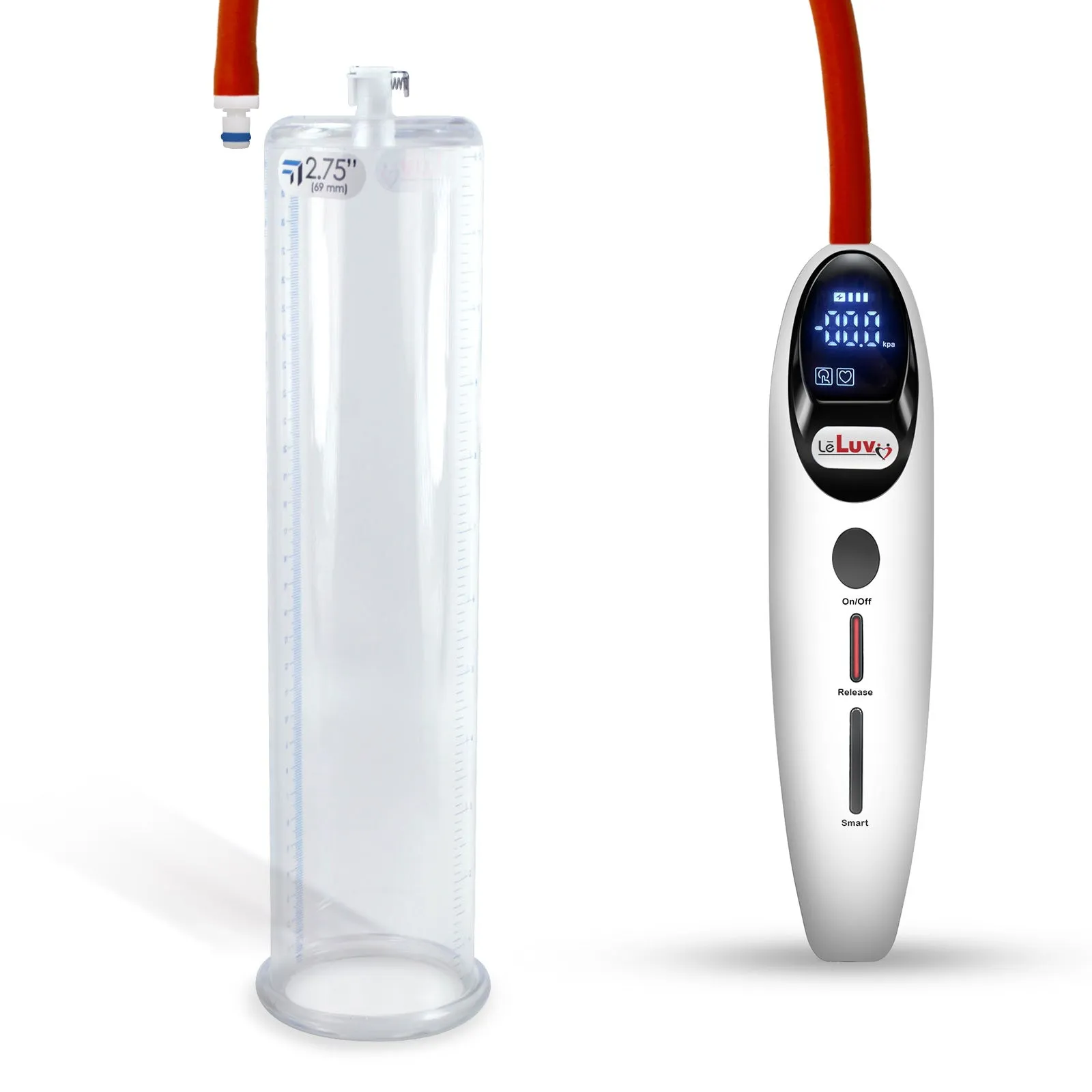 LeLuv Magna Smart LCD Penis Pump | 9 or 12 Inch Length Cylinder | Round Flange