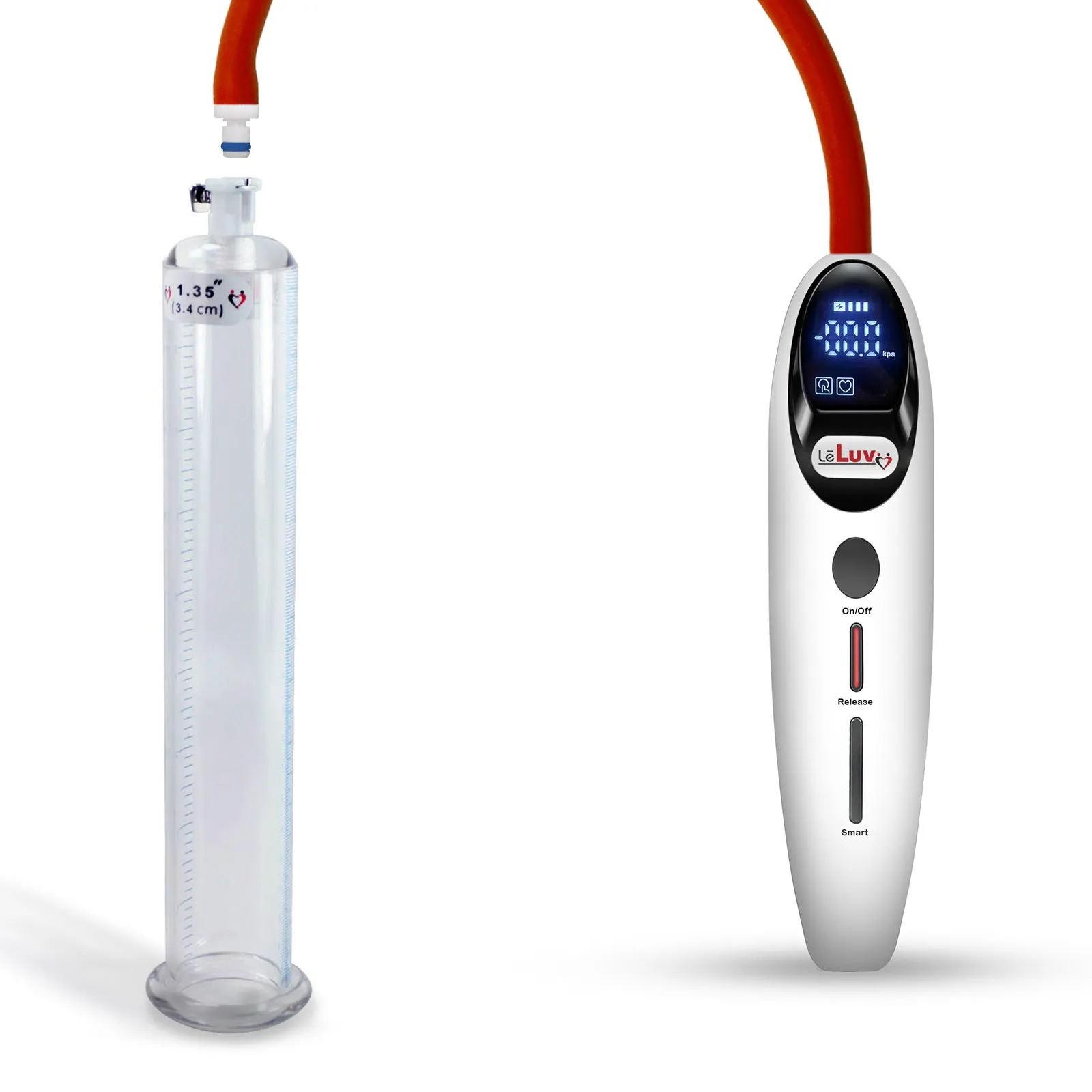 LeLuv Magna Smart LCD Penis Pump | 9 or 12 Inch Length Cylinder | Round Flange