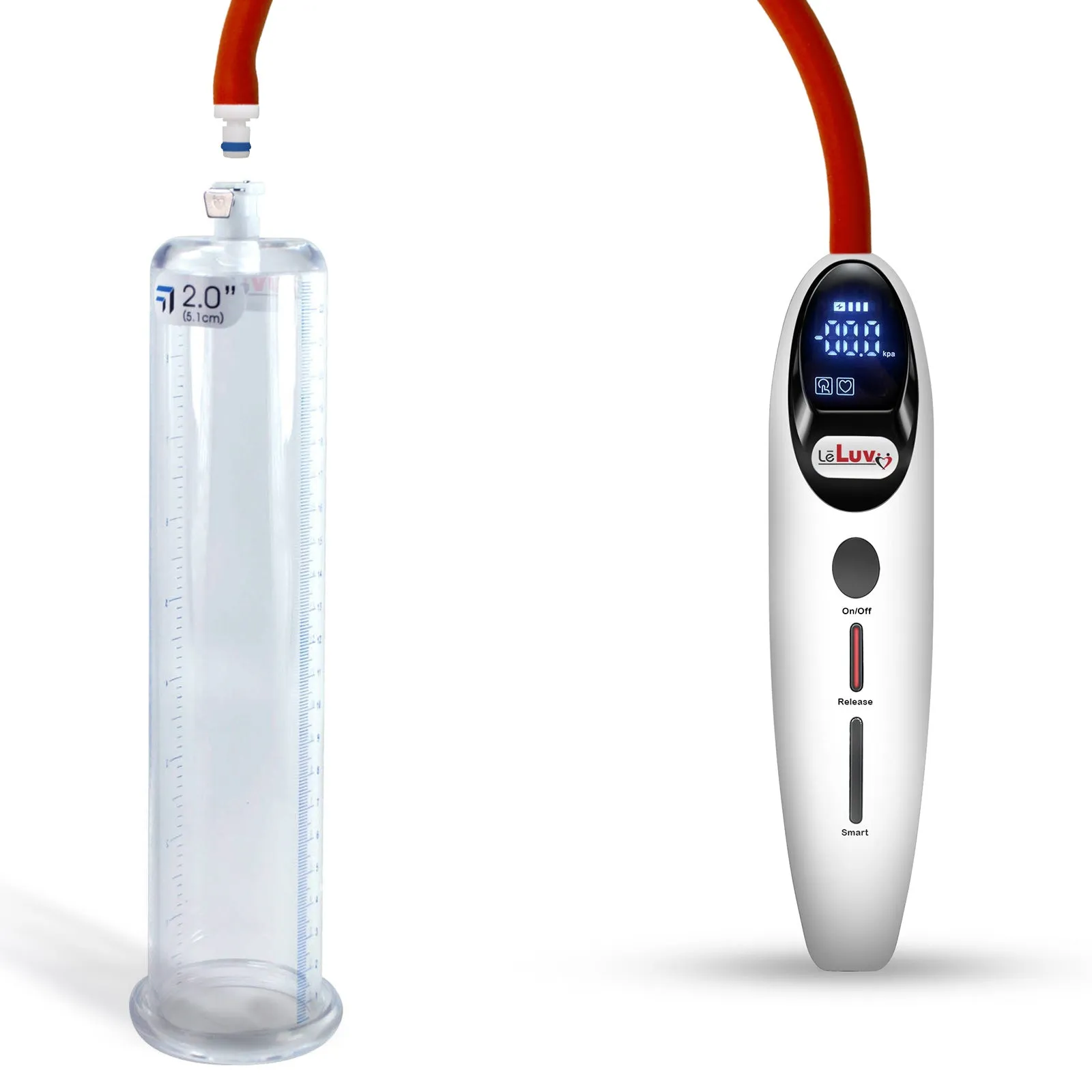 LeLuv Magna Smart LCD Penis Pump | 9 or 12 Inch Length Cylinder | Round Flange