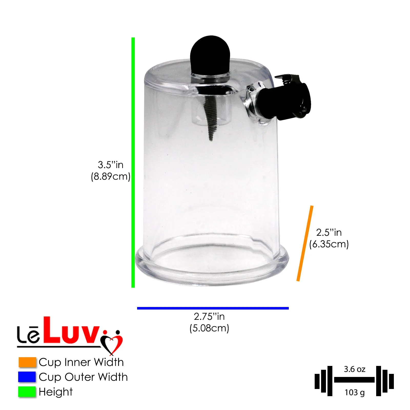 LeLuv Replacement Rosebud Acrylic Vacuum Cup | with Cushion Options