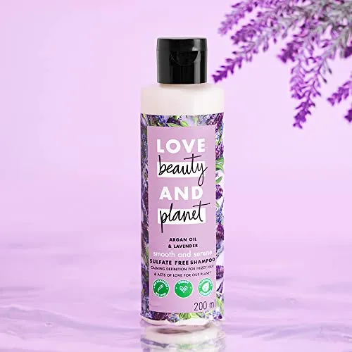 Love Beauty & Planet Argan Oil and Lavender Shampoo for Dry & Frizzy hair | Sulfate Free , 200ml