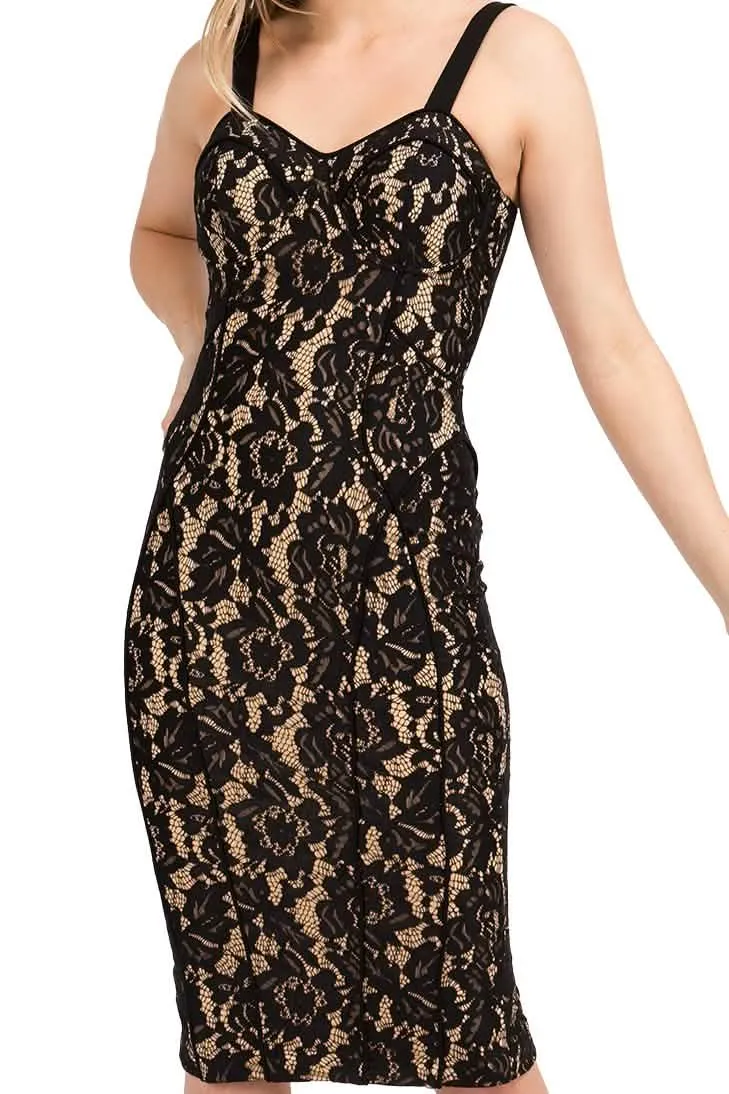 Luxe Lace Midi Dress with Chic Open Back Detail