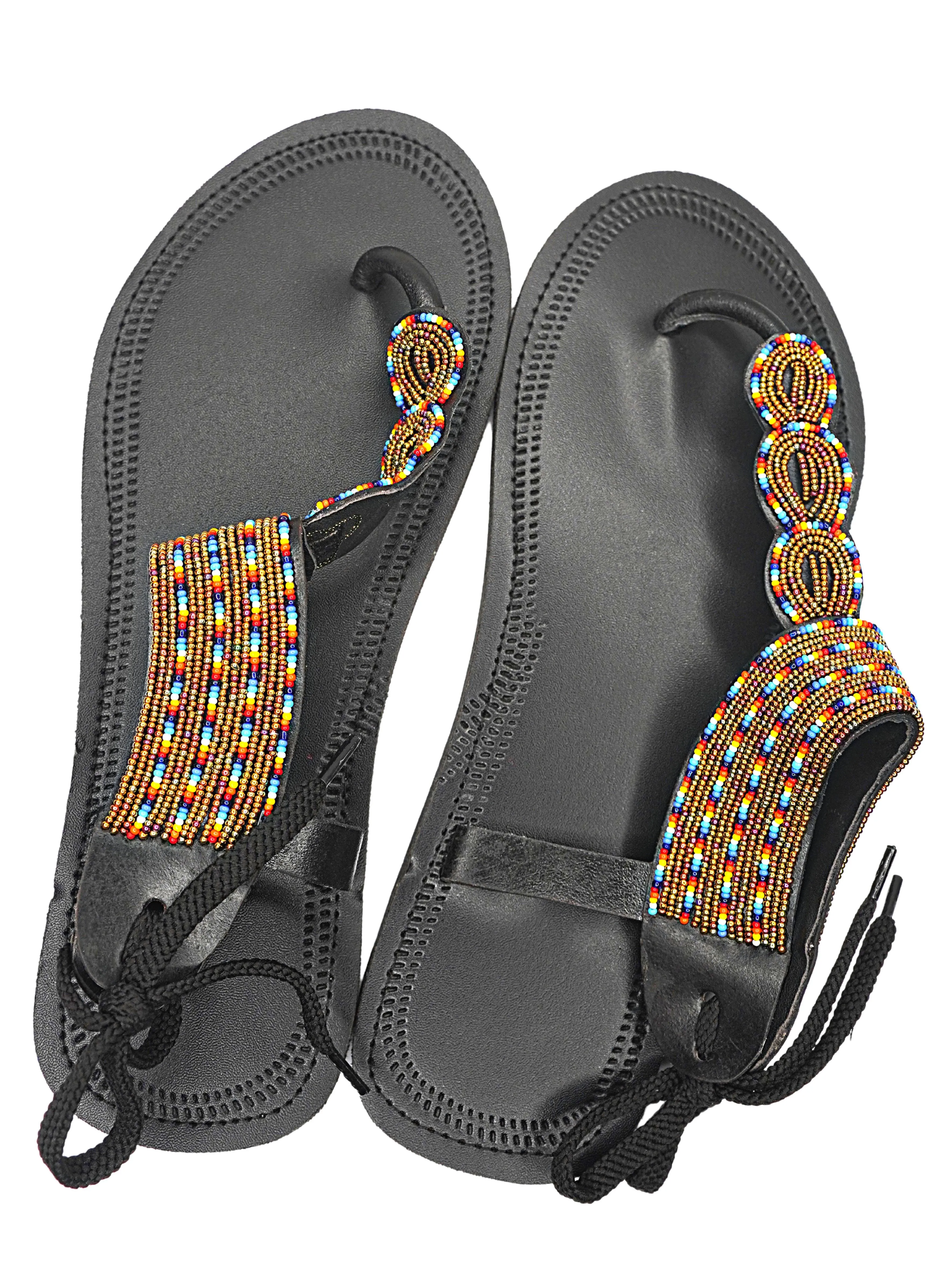 Masai Beaded African Handmade Leather Sandals Shaka - (Kenya)