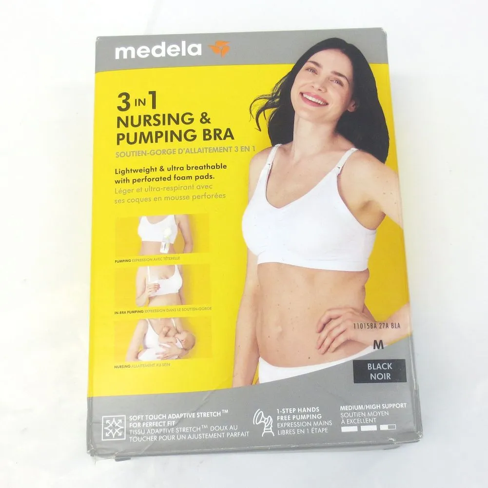 Medela 3-in-1 Nursing and Pumping Bra - Black (Medium) (84682) (Open Box)