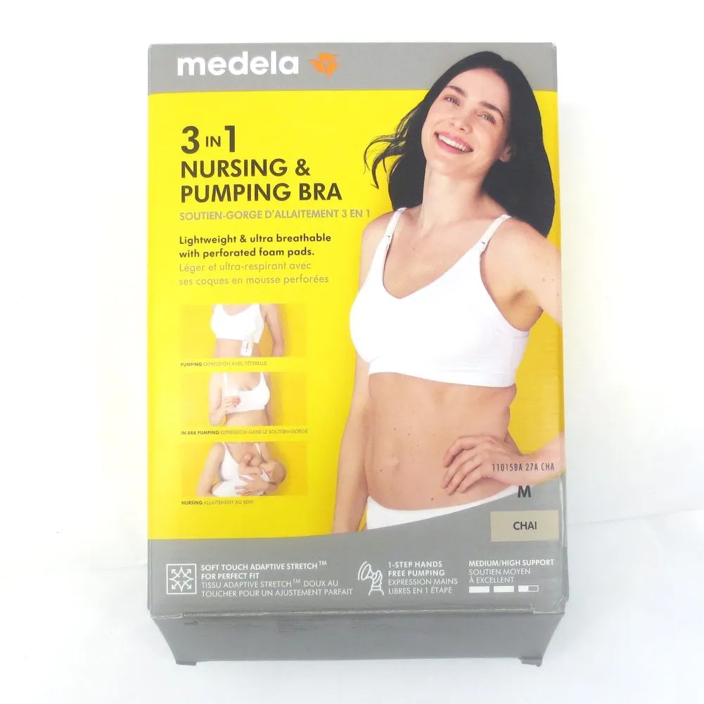 Medela 3-in-1 Nursing and Pumping Bra - Chai (Medium) (84038) (Open Box)