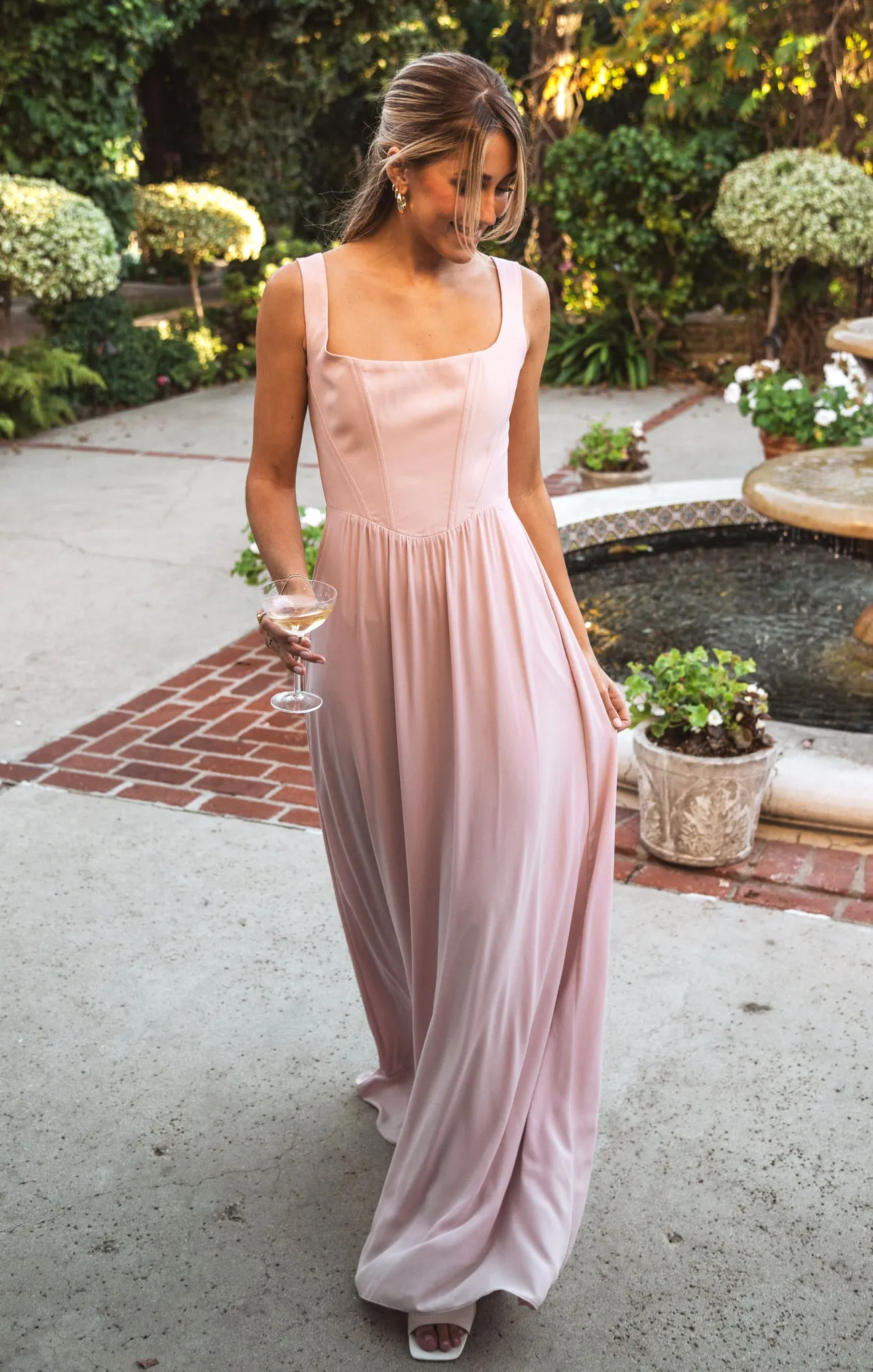 Nina Maxi Dress ~ Dusty Blush Crisp