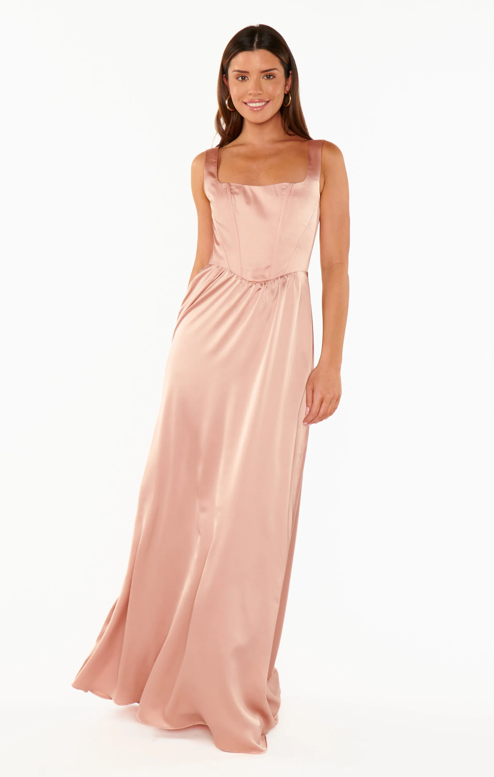 Nina Maxi Dress ~ Rose Gold Luxe Satin