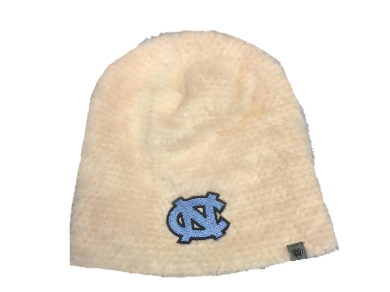 North Carolina Tar Heels TOW WOMENS Off-White Soft Furry Skull Beanie Hat Cap