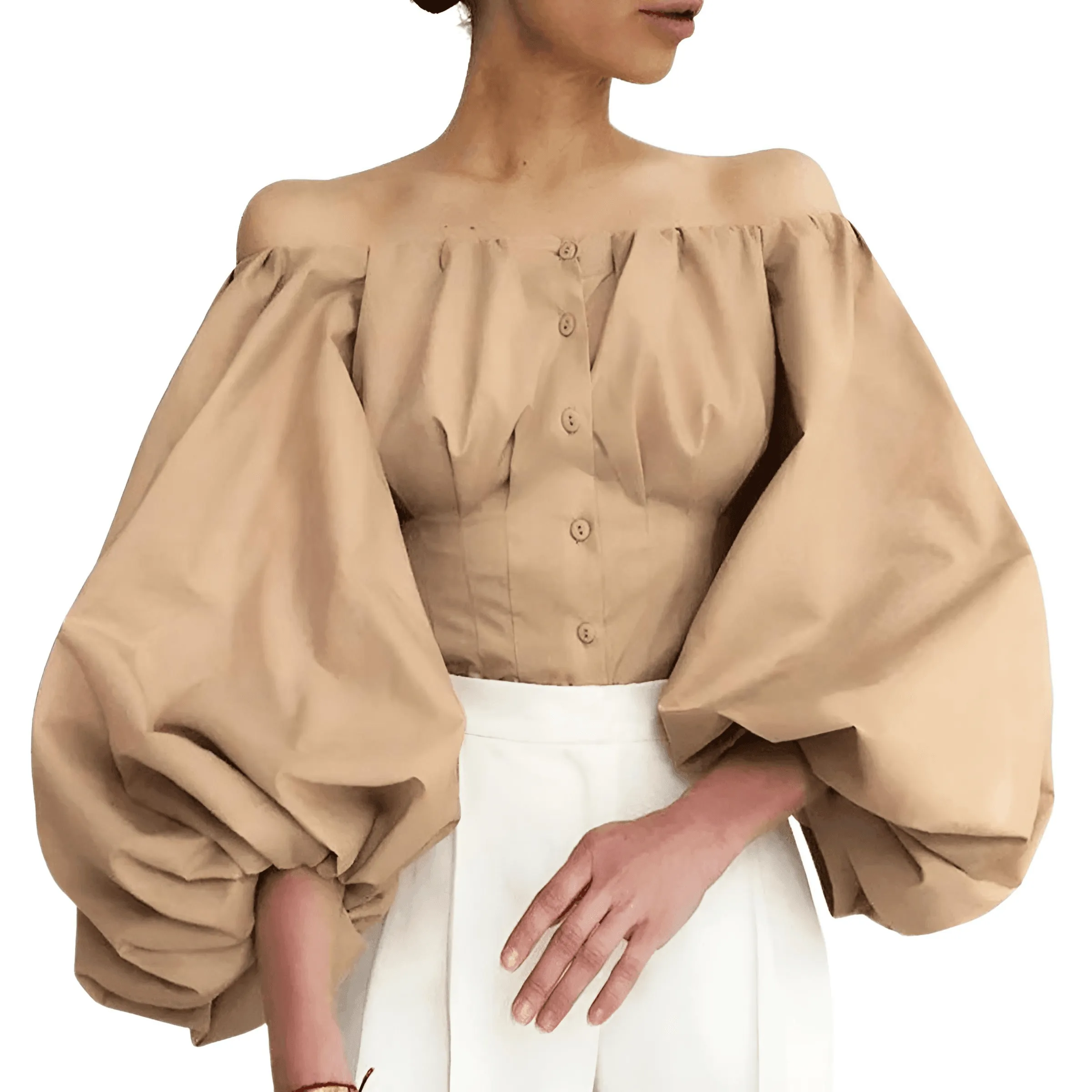 Off Shoulder Lantern Sleeve Blouses For Women