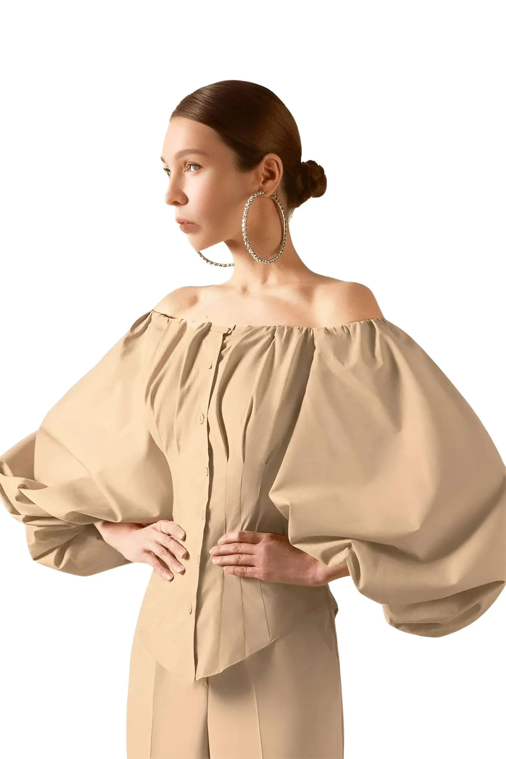 Off Shoulder Lantern Sleeve Blouses For Women