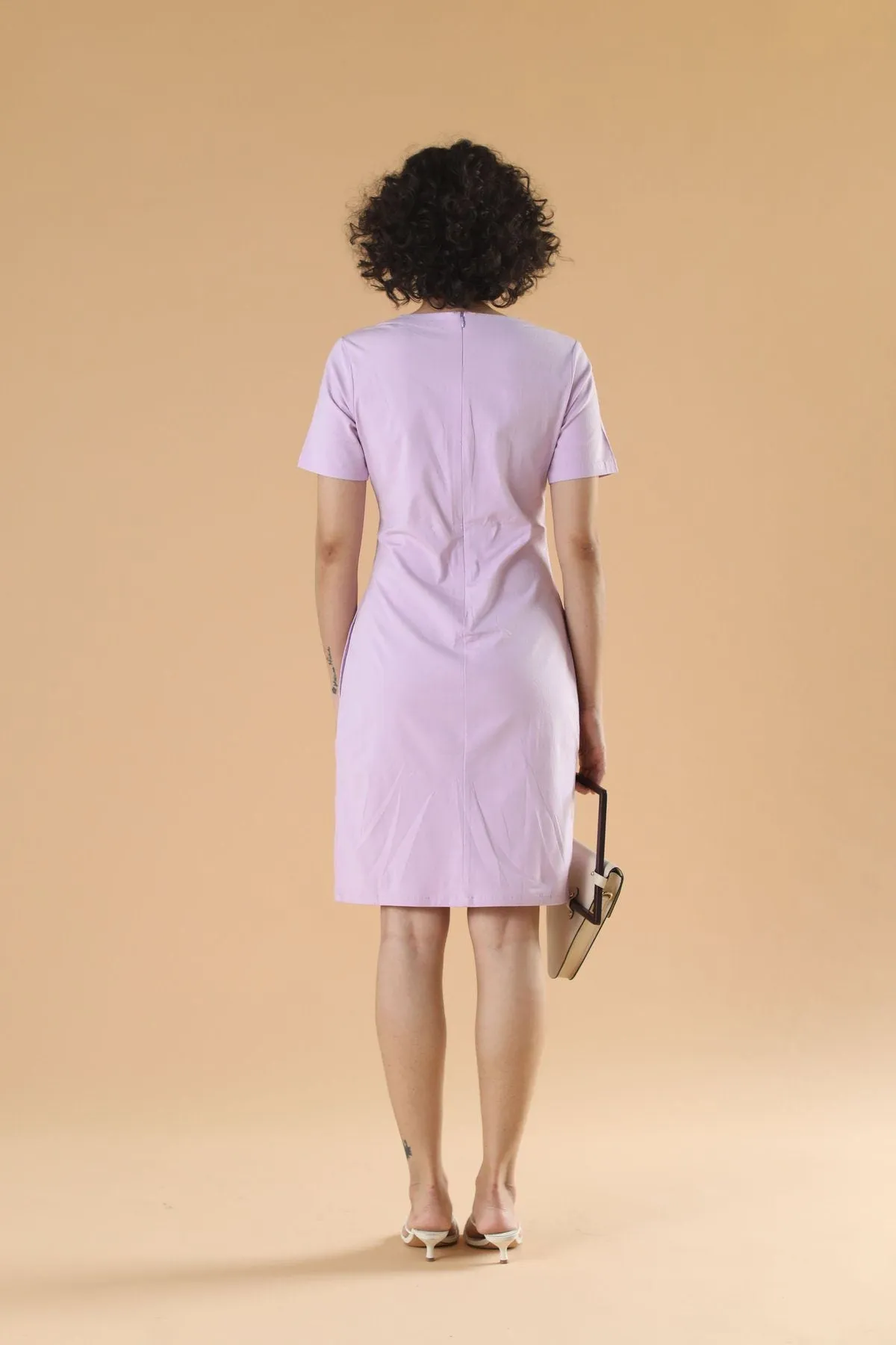 Officewear Formal Lilac Dress with Pocket