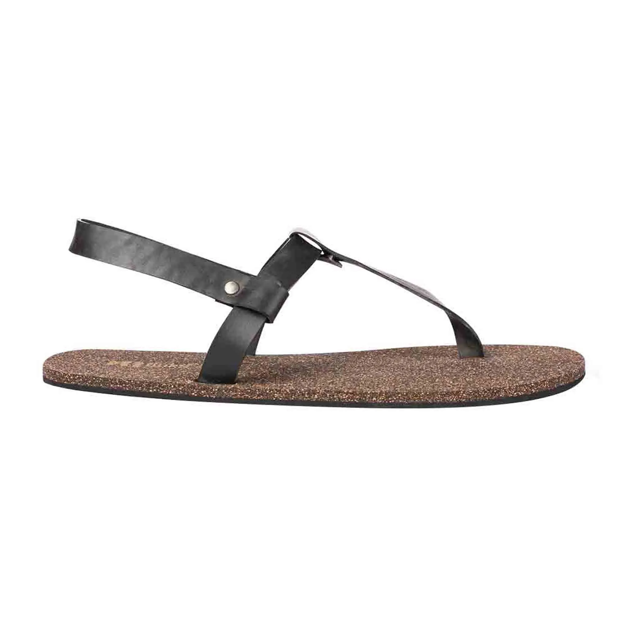 Paaduks Ara T-Strap Black Cork Sandals for Men