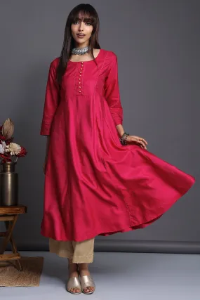 panel anarkali with pockets - exuberant pink & golden hour