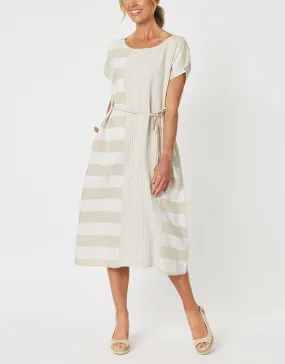 Patio Stripe Midi Dress - Natural