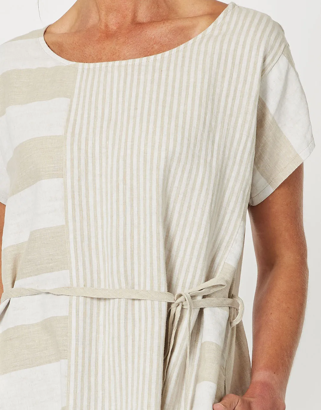 Patio Stripe Midi Dress - Natural