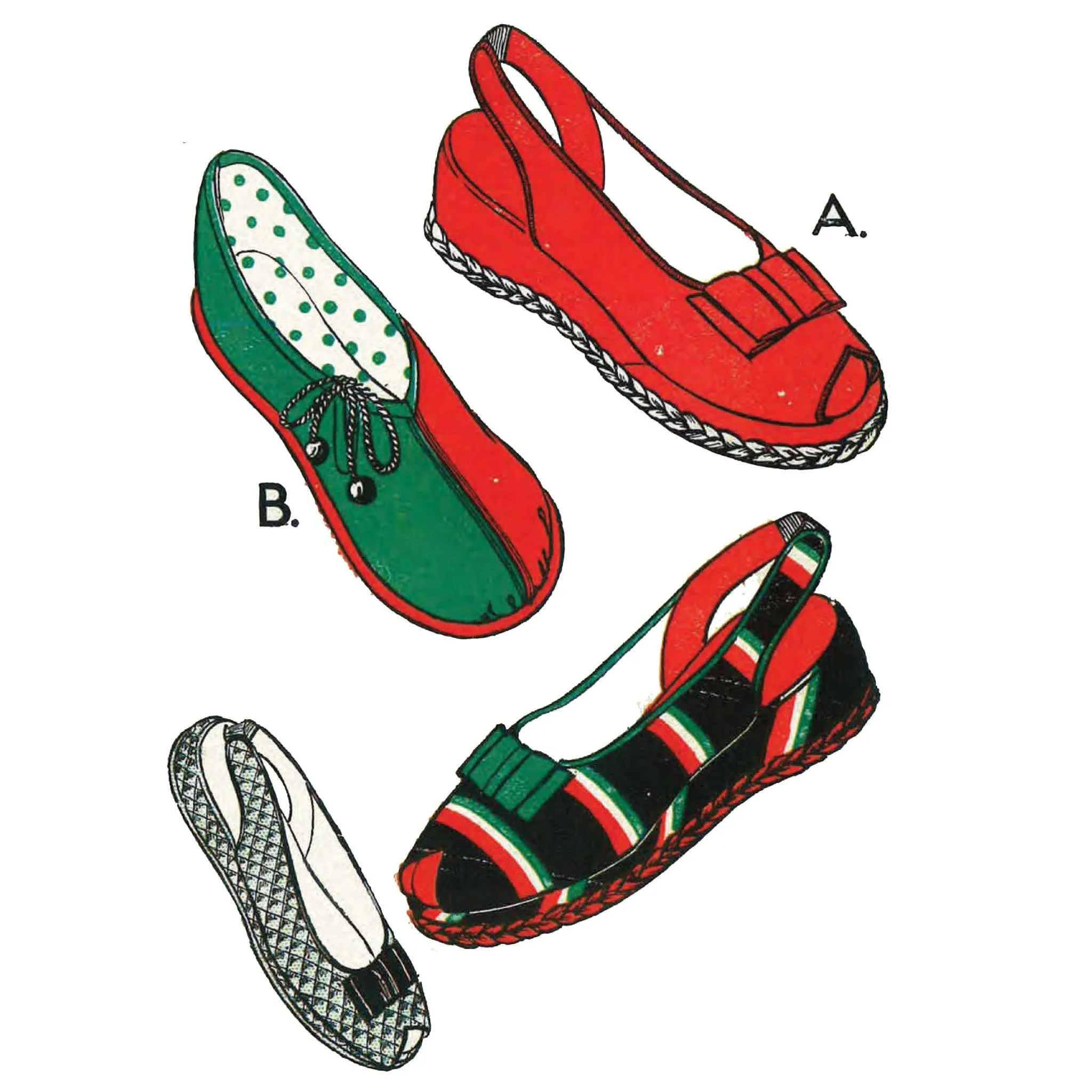 PDF - 1940s Pattern, Slippers & Open-Toe Shoes -  Foot Size 4 - Instantly Print at Home