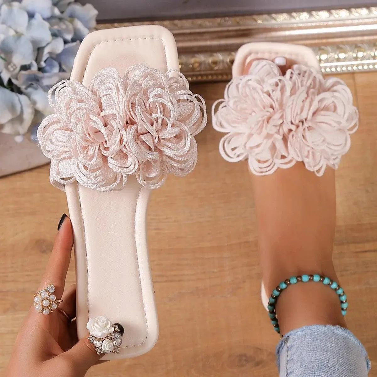 Pink Floral Loop Sandals