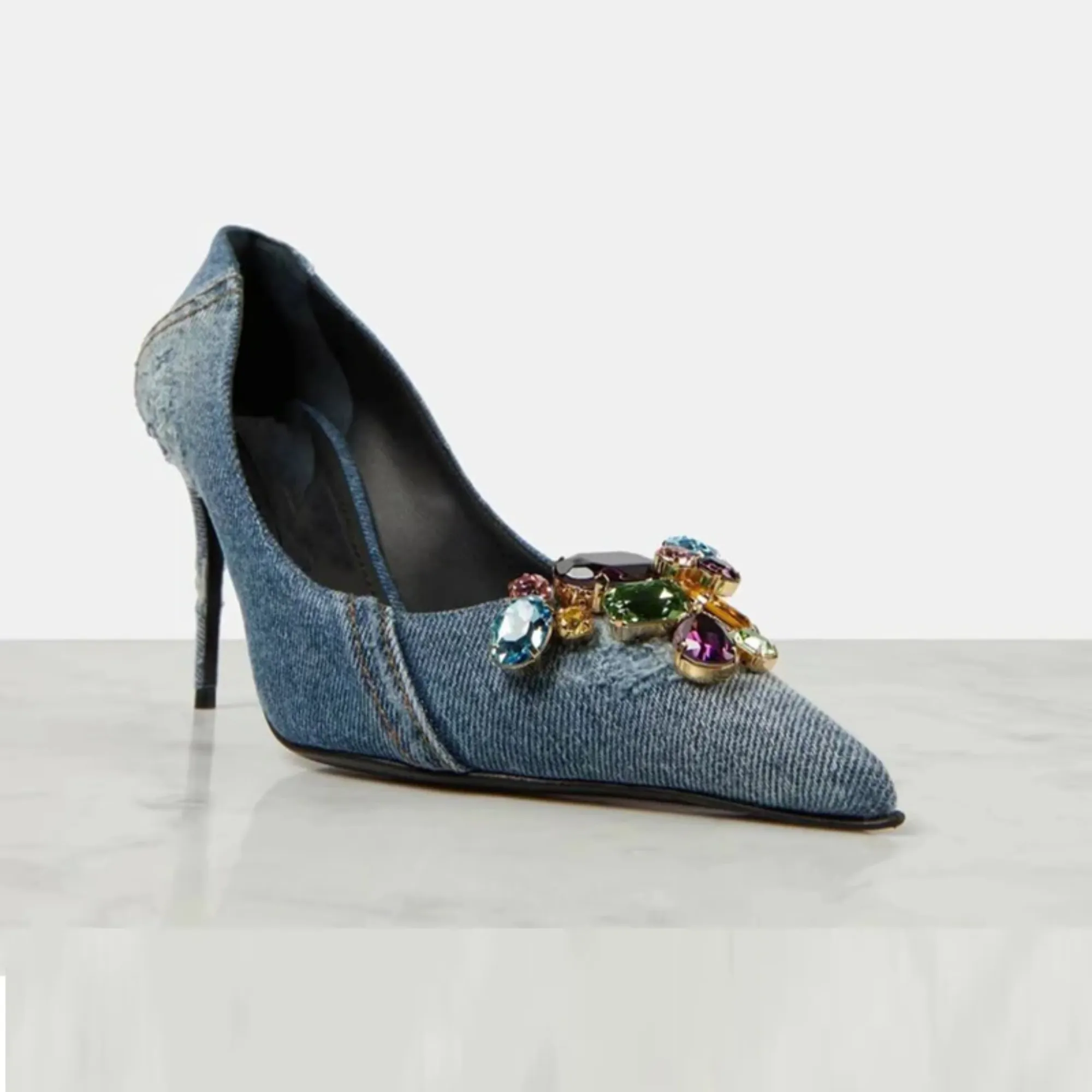 Pre Order:  Blue Denim Heel Pumps Shoes