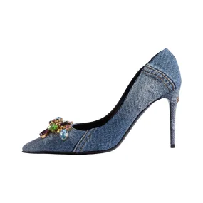 Pre Order:  Blue Denim Heel Pumps Shoes