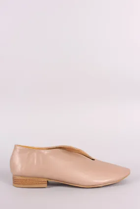 Qupid Almond Toe Slit Slip-On Flat