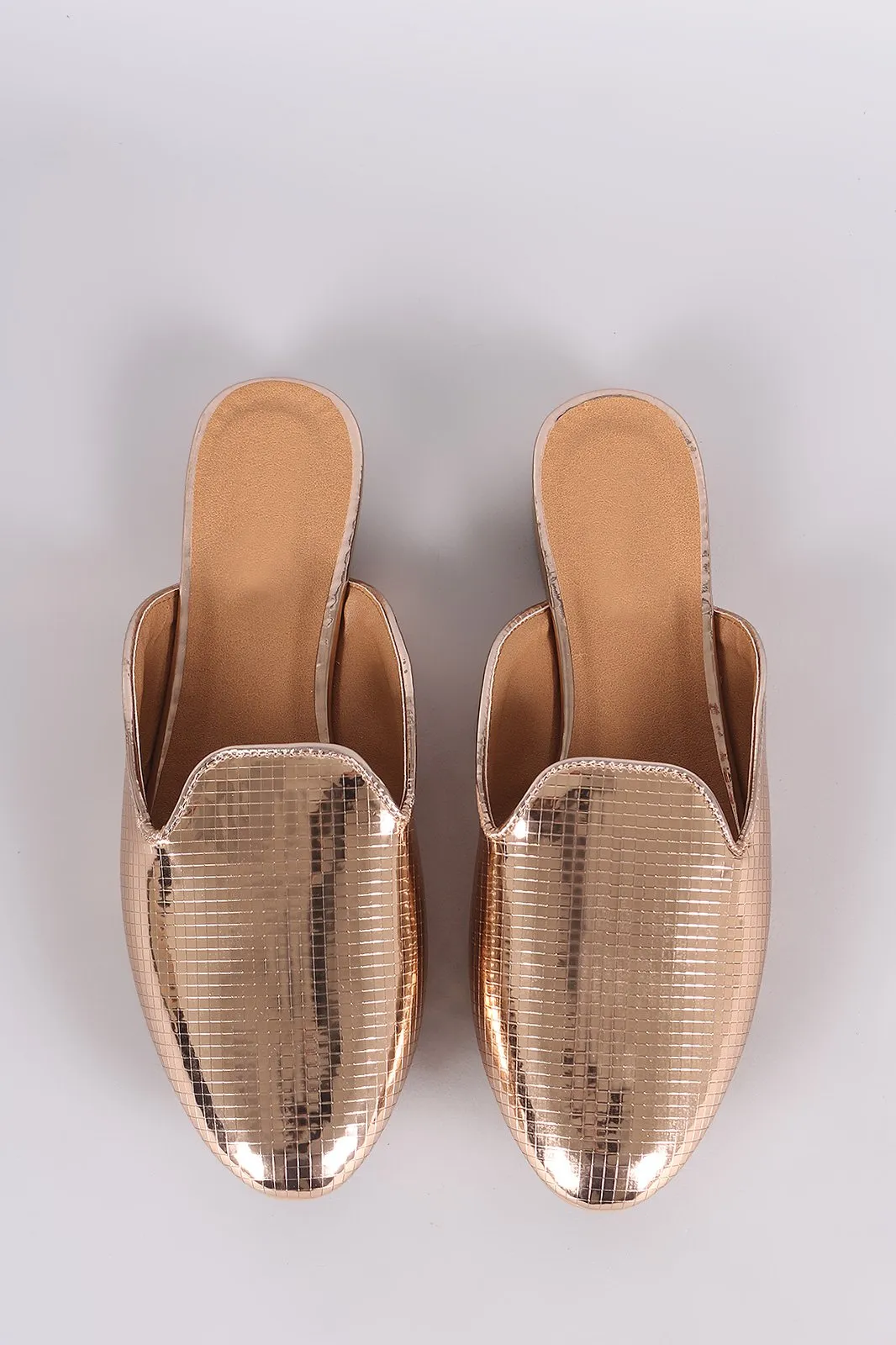 Qupid Grid Textured Slip-On Loafer Flat