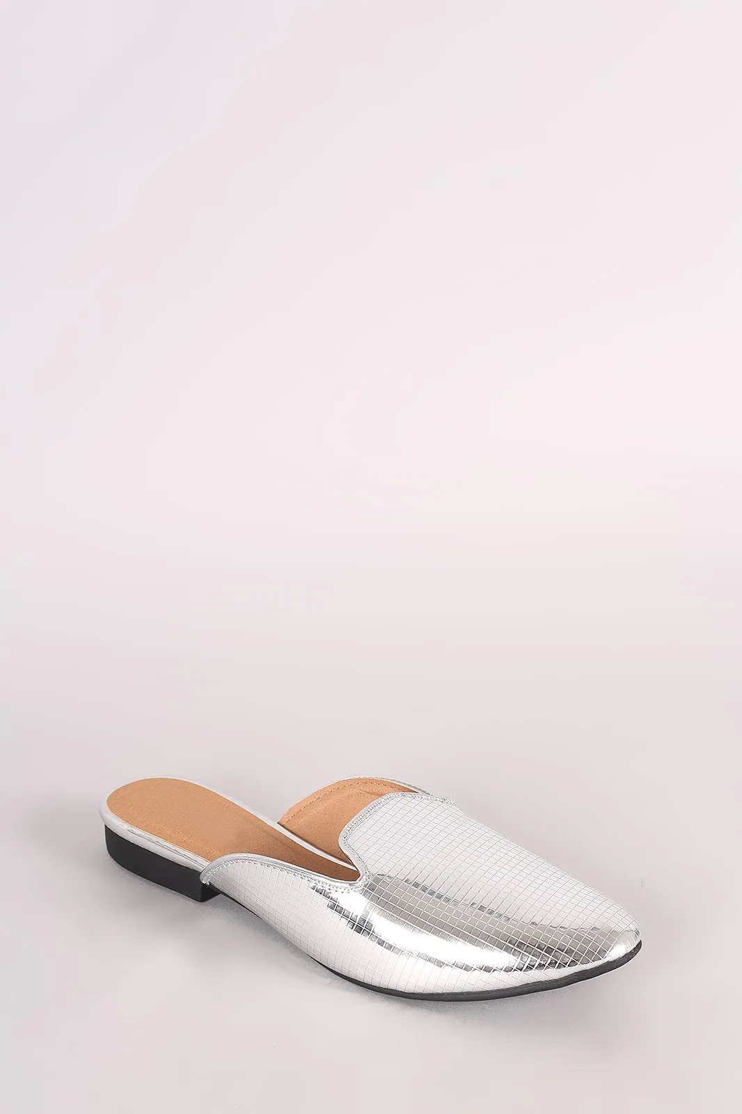 Qupid Grid Textured Slip-On Loafer Flat