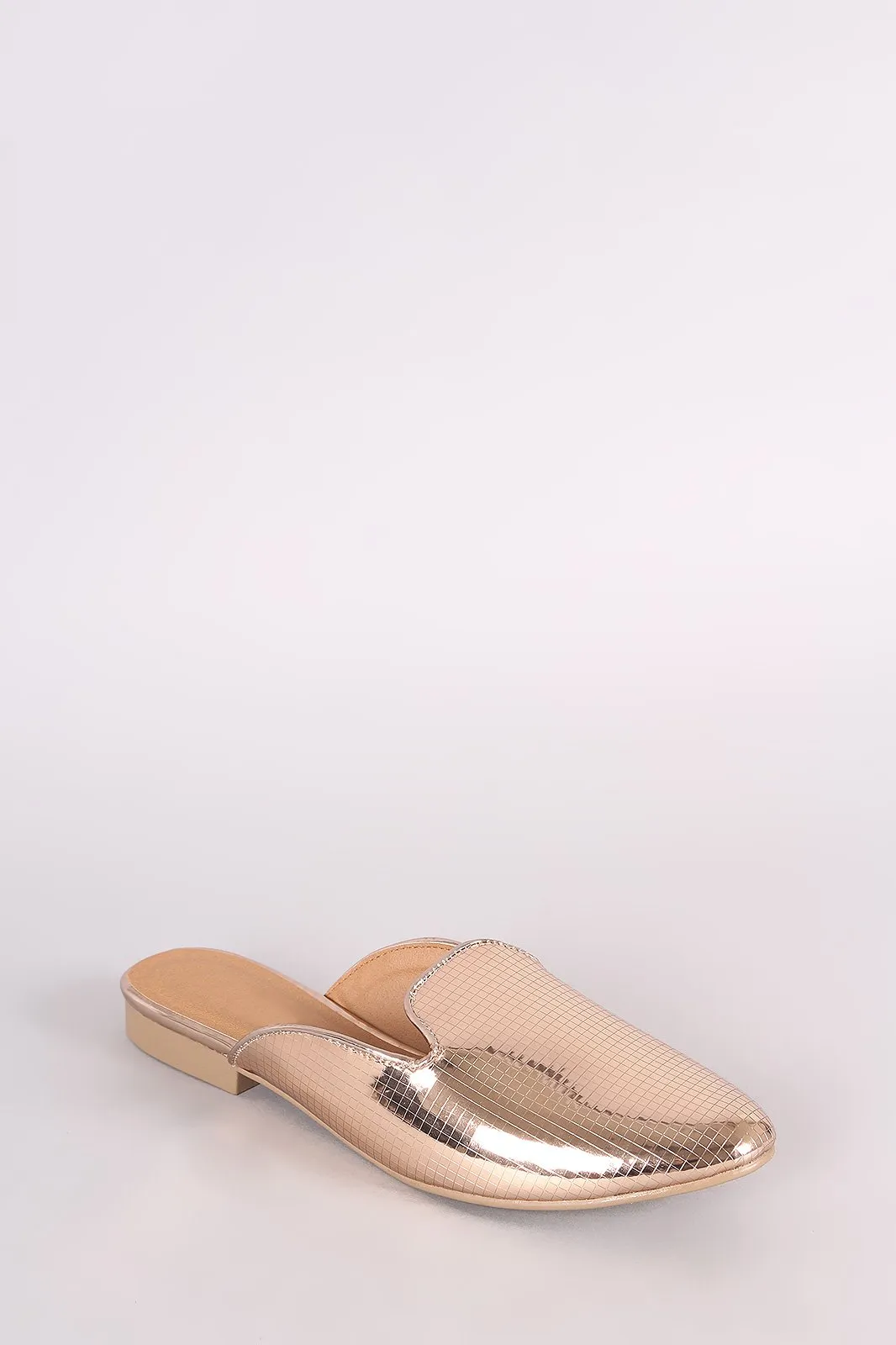 Qupid Grid Textured Slip-On Loafer Flat