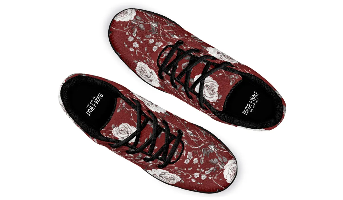 Red Rose Romance Athletic Sneakers - Light Breathable and Comfortable Sports Shoes with Anti-Slip Soles