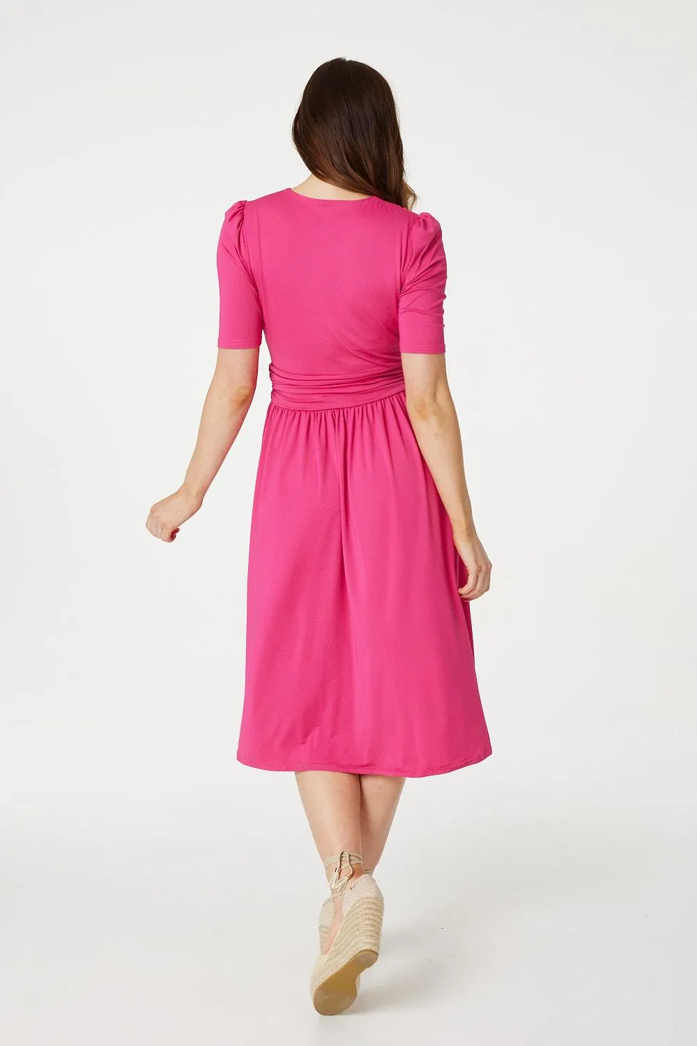 Ruched Waist Jersey Wrap Dress