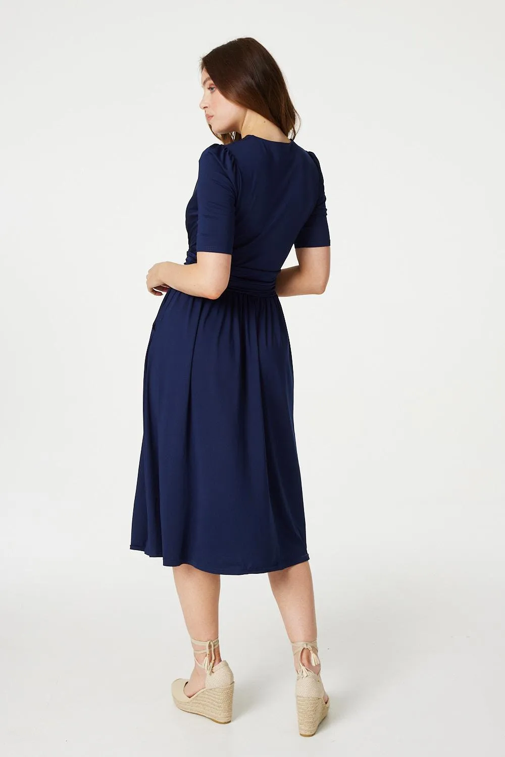 Ruched Waist Jersey Wrap Dress