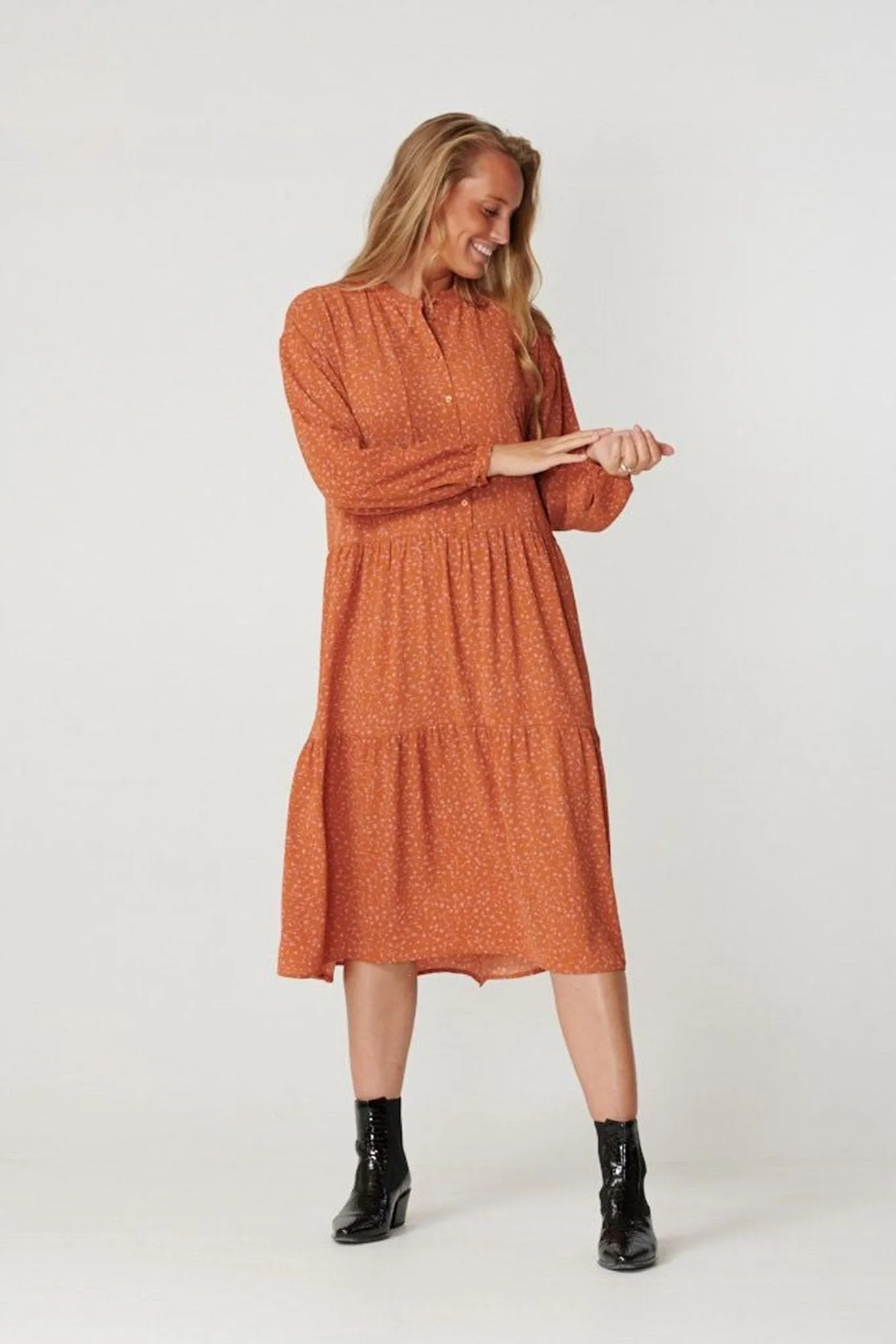 Sara long-sleeved dress - Rosa