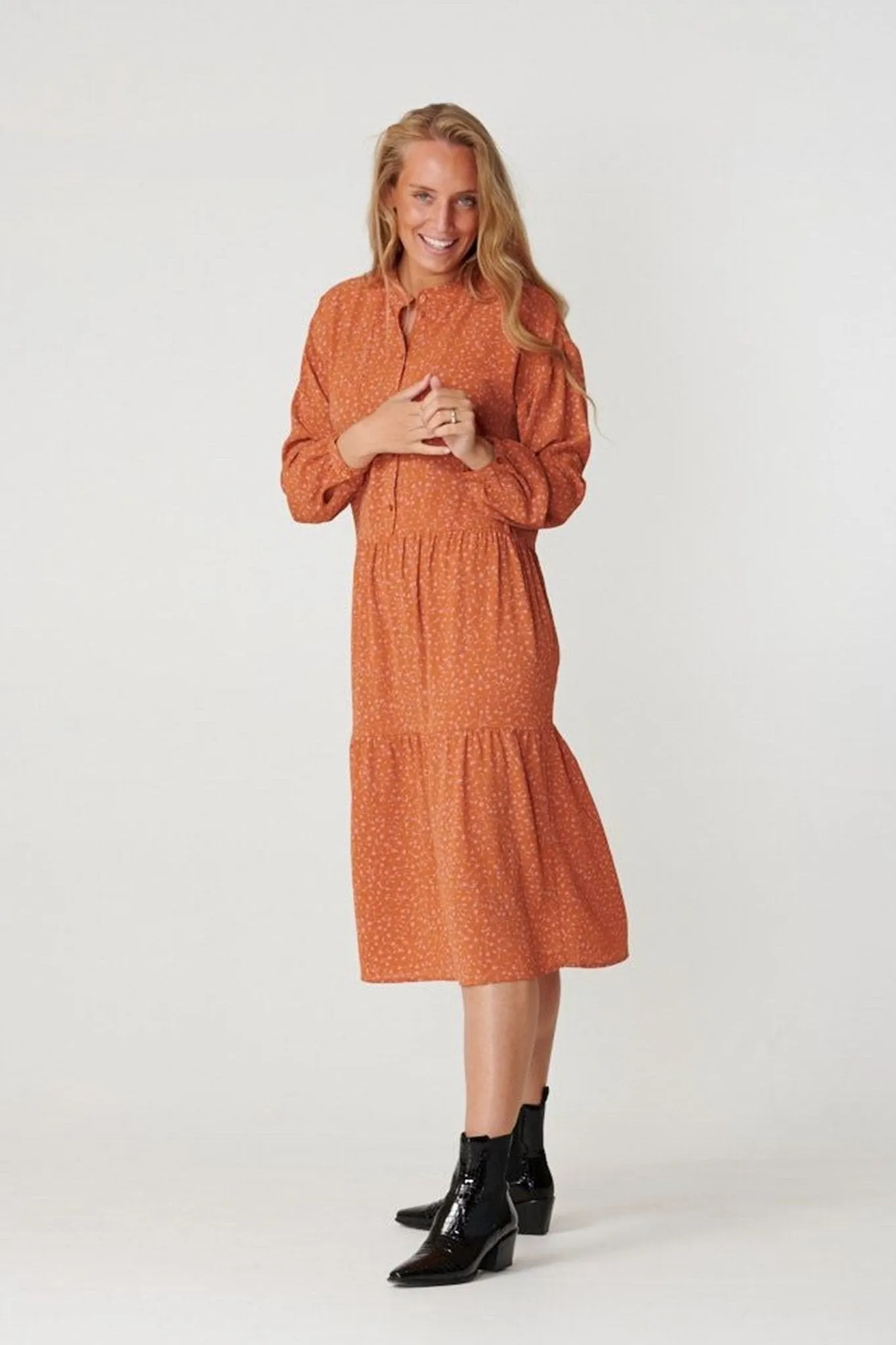 Sara long-sleeved dress - Rosa