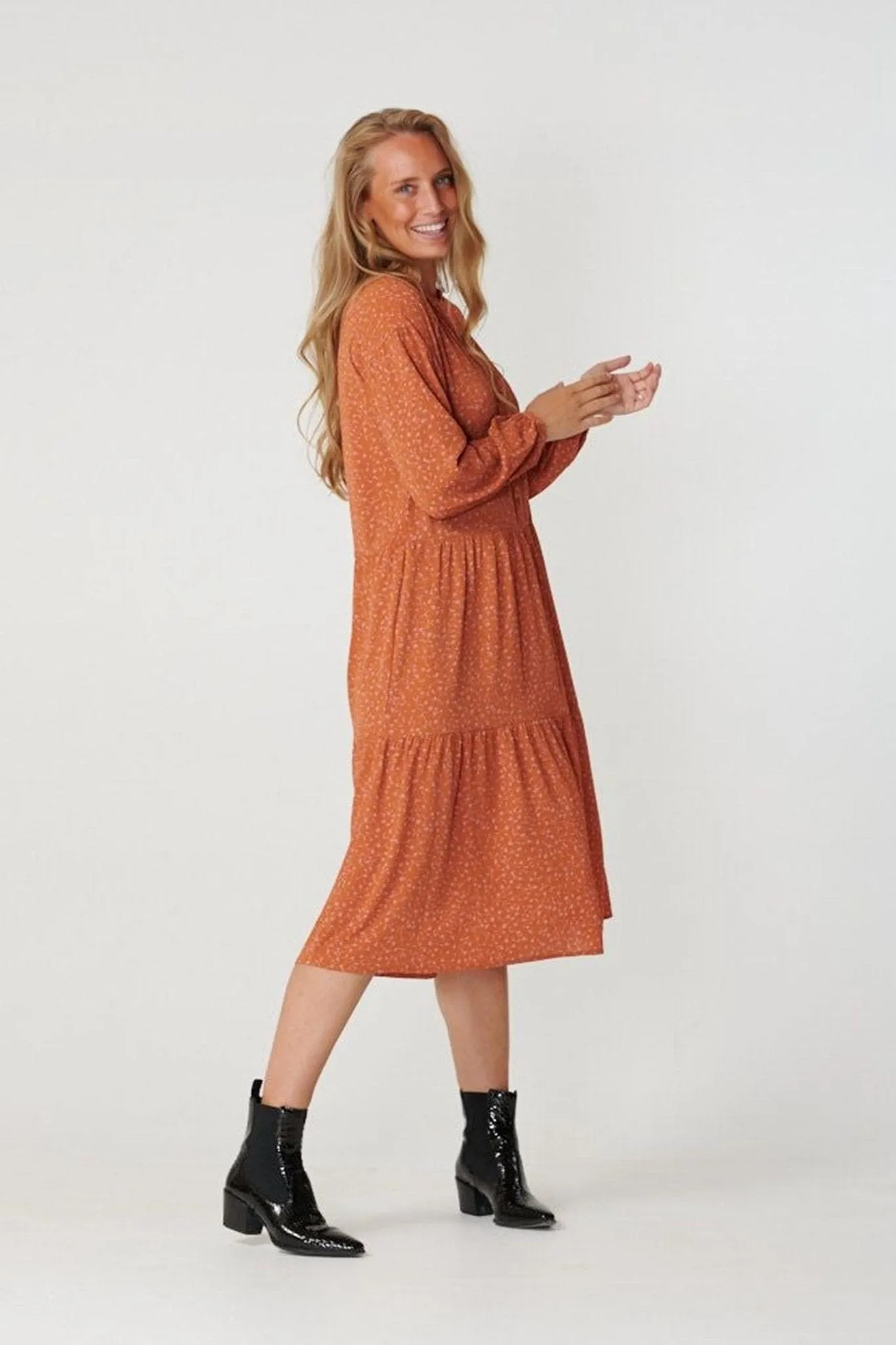 Sara long-sleeved dress - Rosa