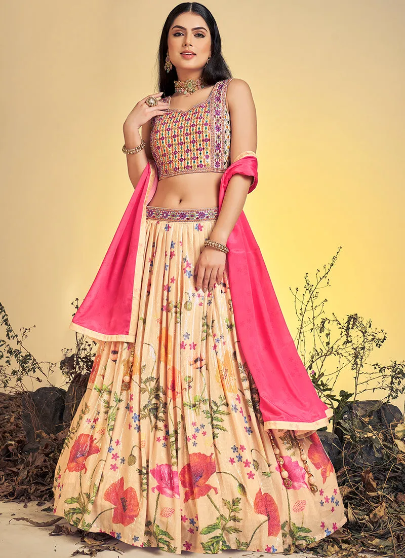 Soft Peach Multi Floral Embroidery Lehenga Choli