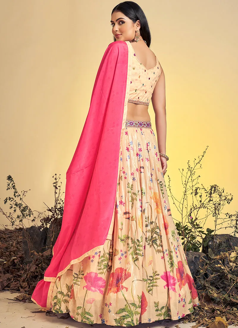 Soft Peach Multi Floral Embroidery Lehenga Choli