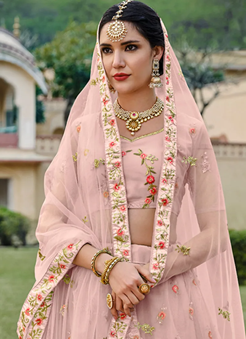 Soft Pink Multi Embroidery Traditional Lehenga Choli