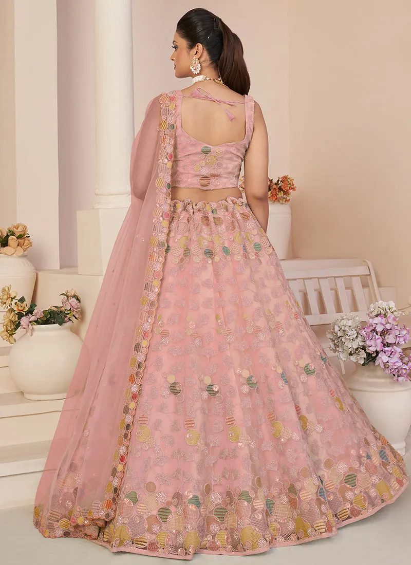 Soft Pink Multi Sequence Embroidery Festive Lehenga Choli