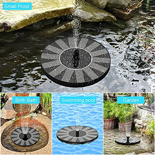 Solar Fountains,Solar Powered Bird Bath Fountain Pump with 6 Nozzles 1W Solar Water Fountain, Free Standing Floating Solar Powered Water Fountain Pump for Bird Bath, Garden, Pond, Pool