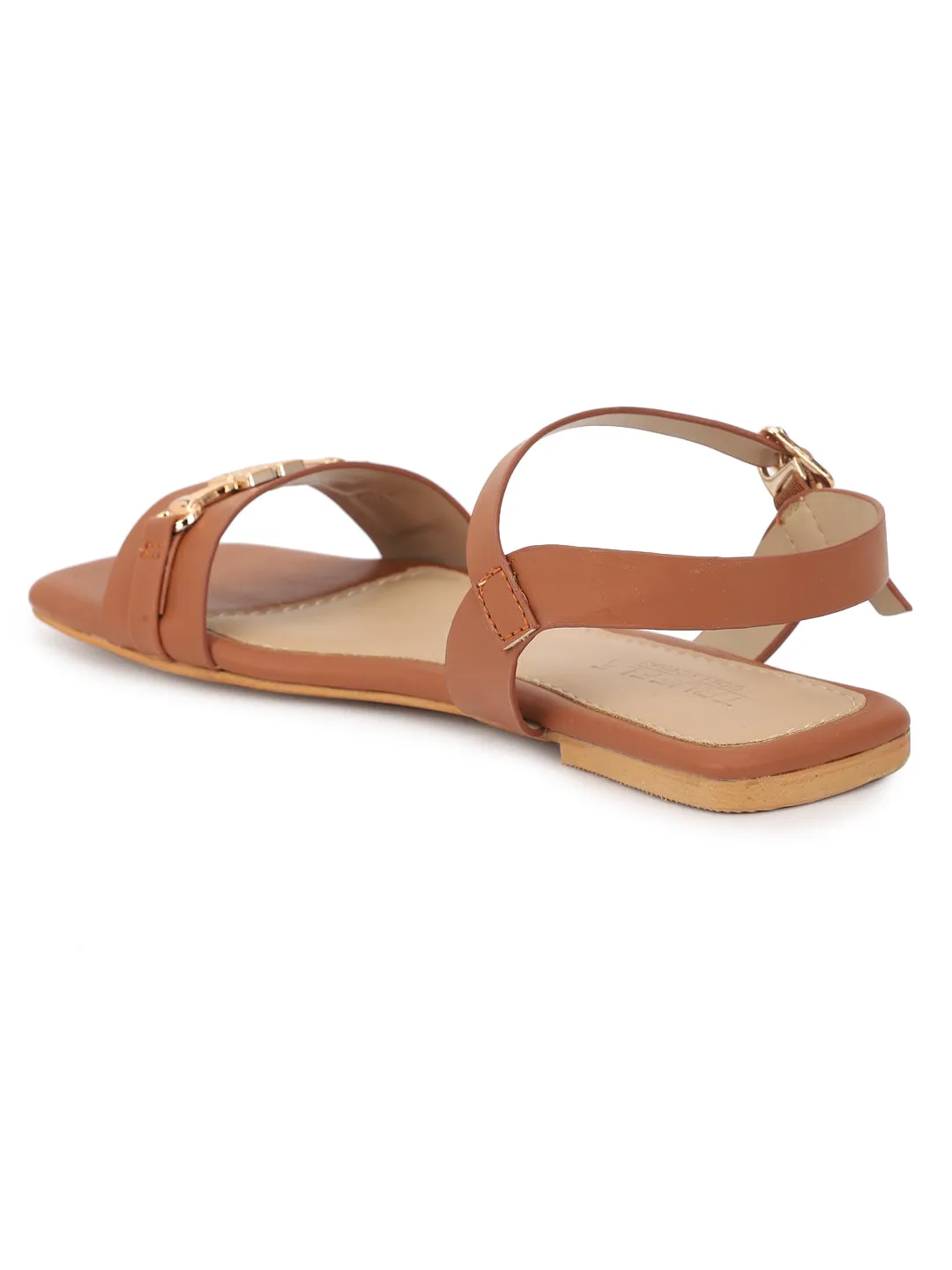 Tan PU Flats Sandals (TC-ST-005-TAN)